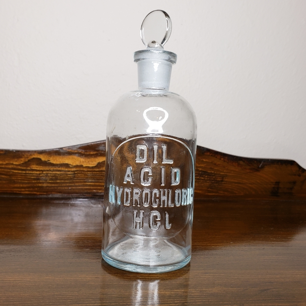 Antique Hydrochloric Acid Bottle with Stopper